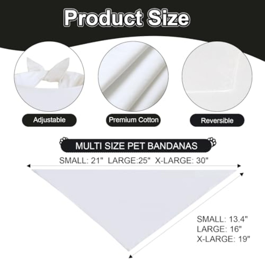 Blank Dog Bandanas White X 1PC - Bandana Blank White บทวิจารณ์และราคา