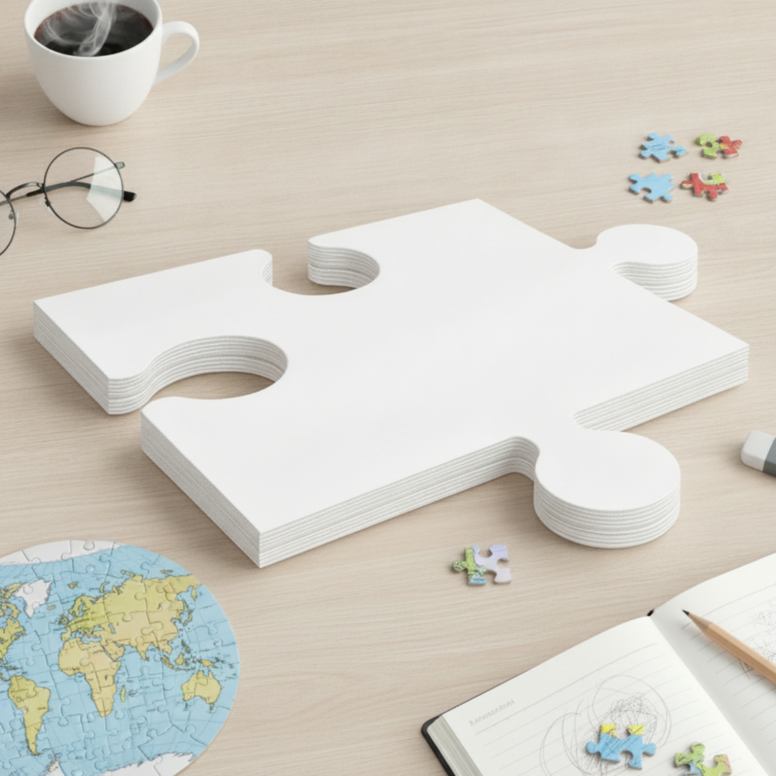 24 Pieces Blank Cardboard Puzz - Puzzle Blank White บทวิจารณ์และราคา