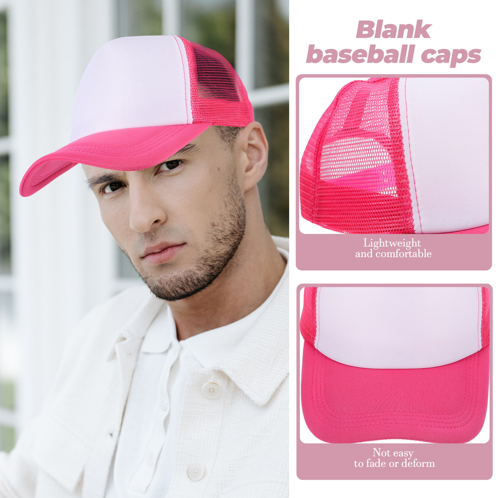 10Pcs Blank Baseball Hat Mesh  - Hat Sublimation Blank บทวิจารณ์และราคา