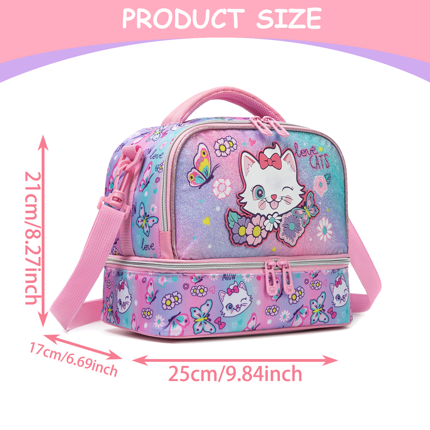 Cute Cat Print Glitter Double  - Tote Bag Sublimation บทวิจารณ์และราคา