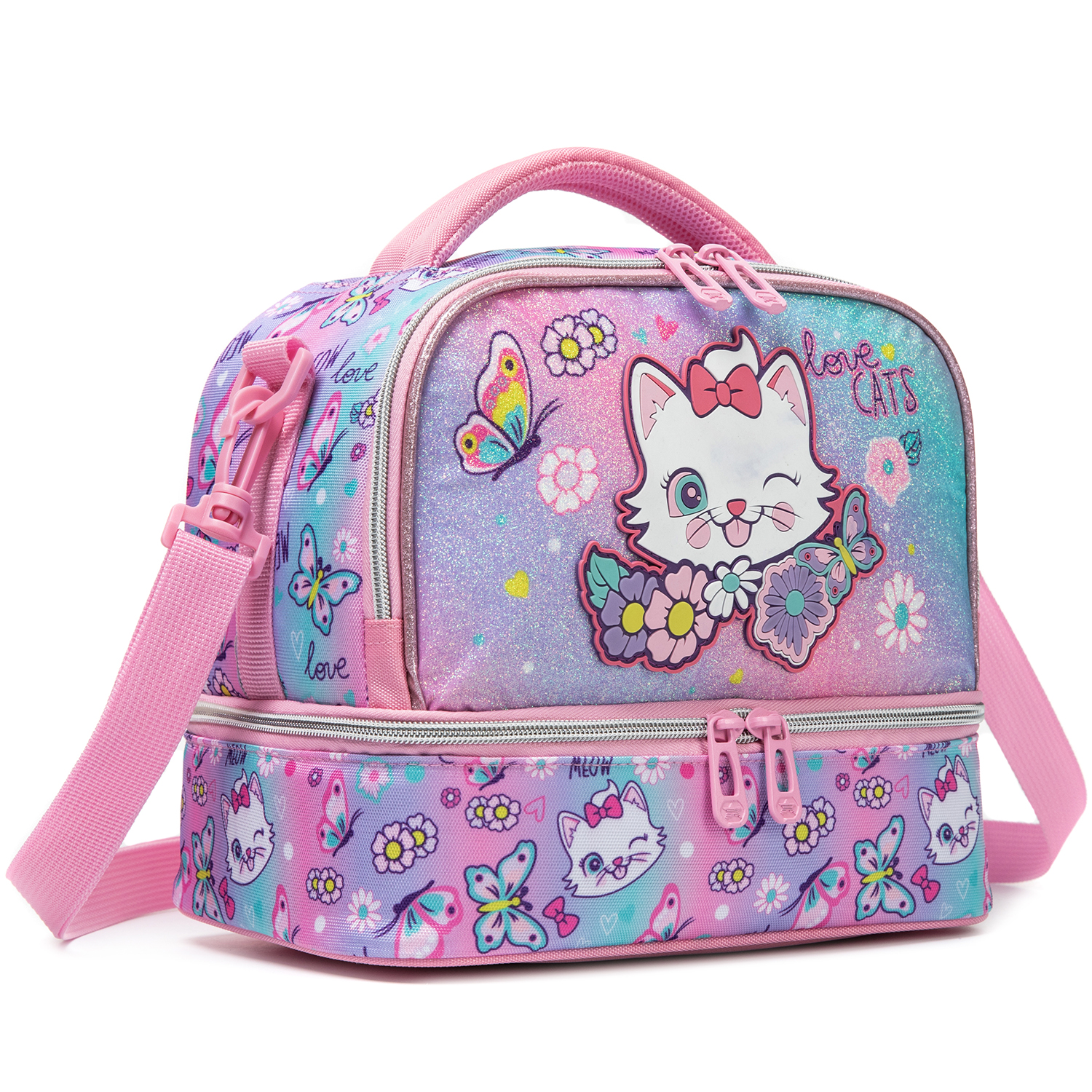 Cute Cat Print Glitter Double  - Tote Bag Sublimation บทวิจารณ์และราคา