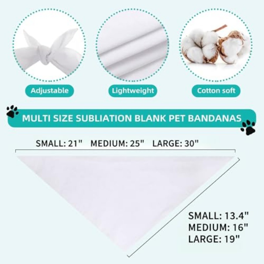 Blank Dog Bandanas -1PCS, DIY  - Bandana Blank White บทวิจารณ์และราคา