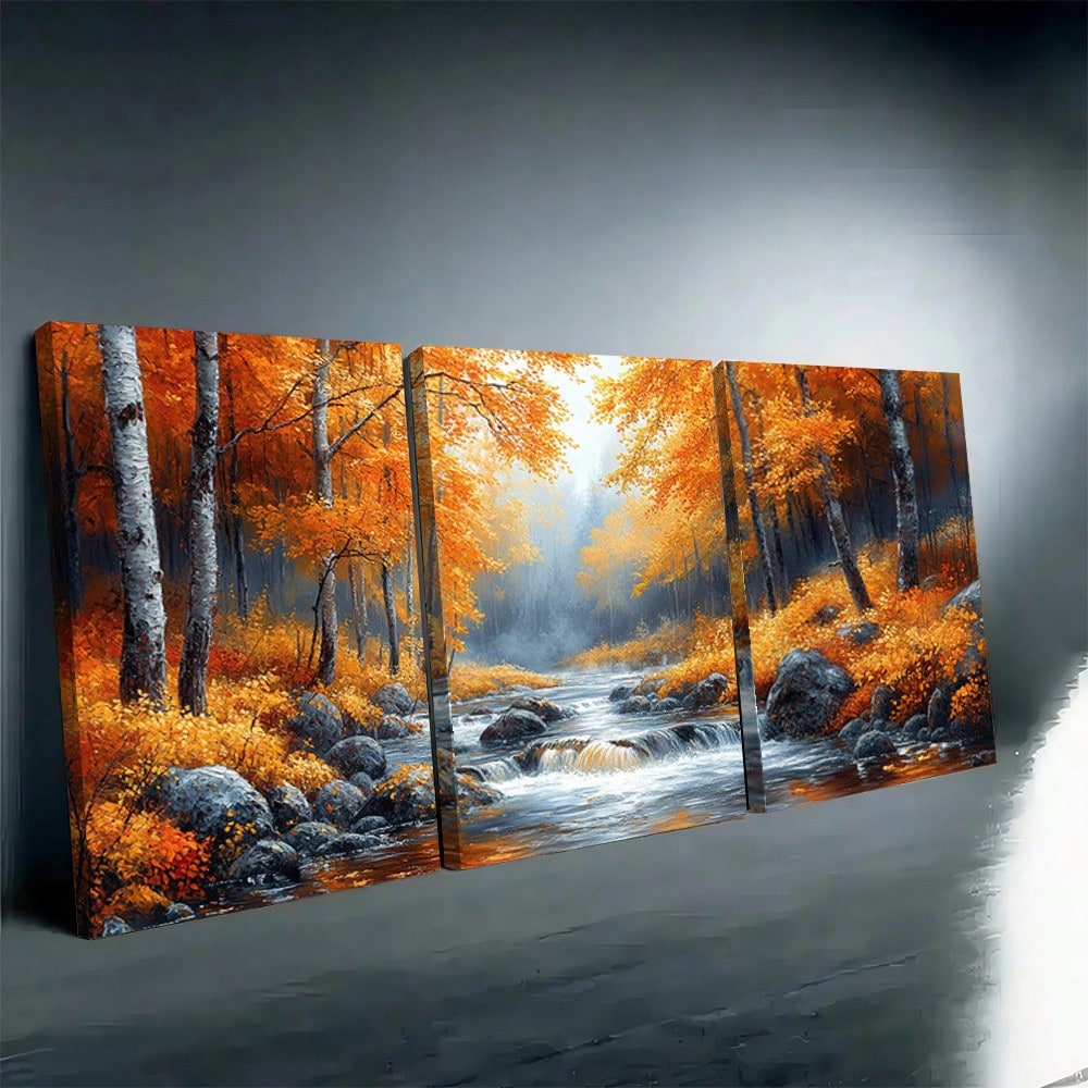 2D Flat, 3pcs Set Vibrant Autu - Canvas Wrap Ready บทวิจารณ์และราคา