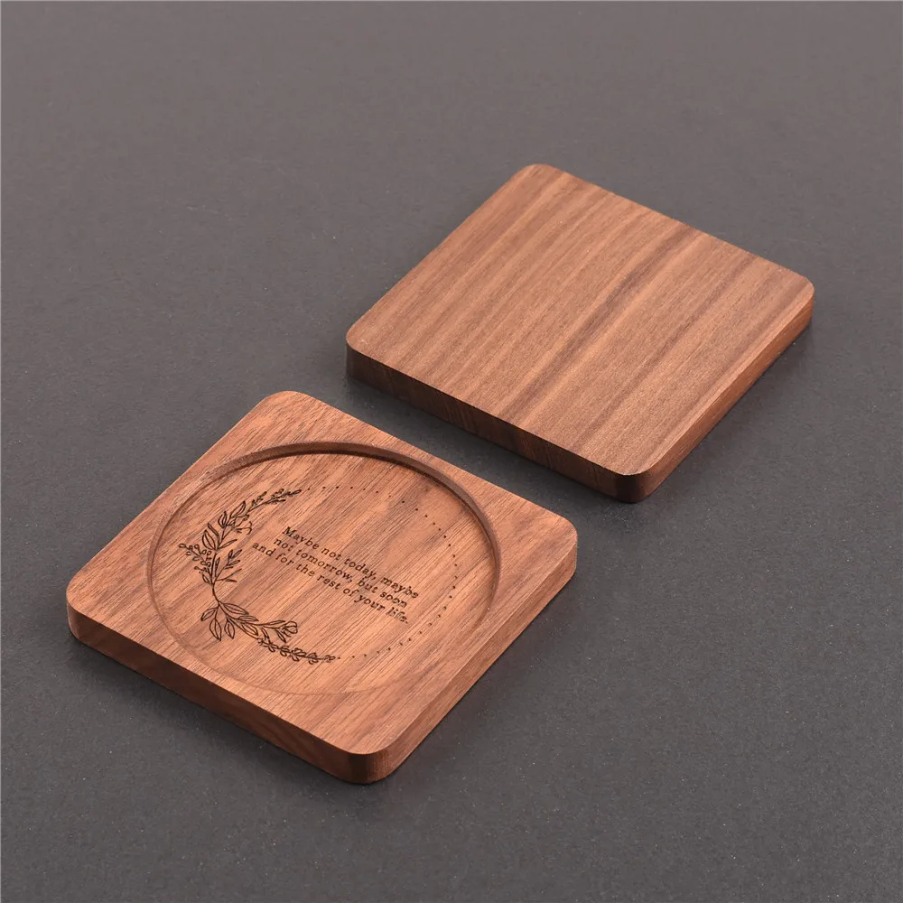 2PCS Wooden Coaster Tea Coffee - Door Mat Blank บทวิจารณ์และราคา