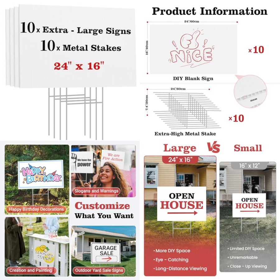 Blank Yard Signs with Stakes,  - Yard Sign Blank บทวิจารณ์และราคา